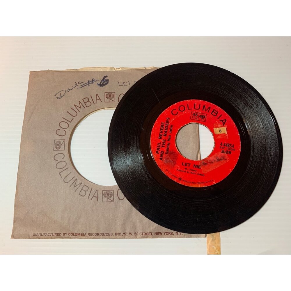 Vintage Columbia 45 RPM Vinyl Record Paul Revere & The Raiders - "Let Me" & "I D